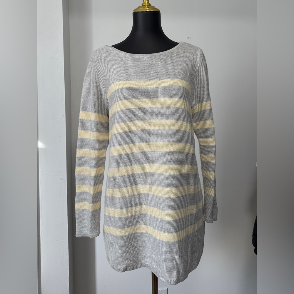 Gray and Cream Striped Women's Sweater